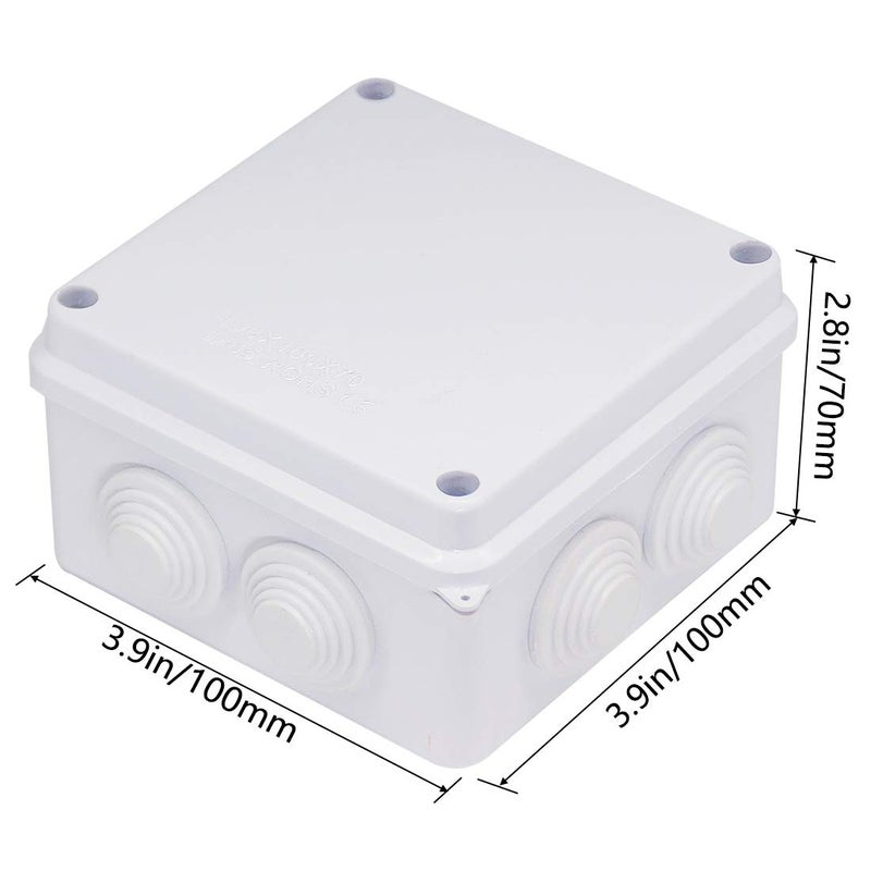 Zulkit Junction Box, Zulkit ABS Plastic Dustproof Waterproof IP65 Universal Electrical Boxes Project Enclosure White 3.9 x 3.9 x 2.8 inch(100 x 100 x 70mm) - Image 2